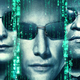 A crop of the 20th anniversary poster for The Matrix